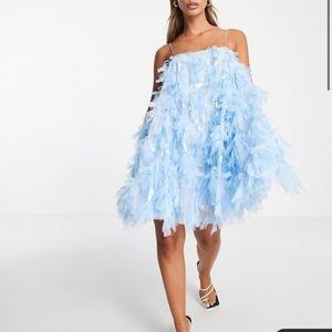 ASOS FEATHER TEXTURED DRESS